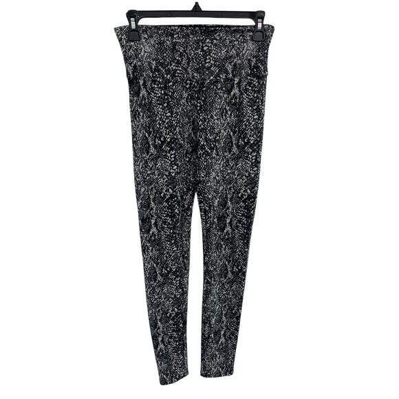 Spanx Faux Leather Snake Shine 7/8 Leggings Gray Black Womens Medium - Picture 2 of 7